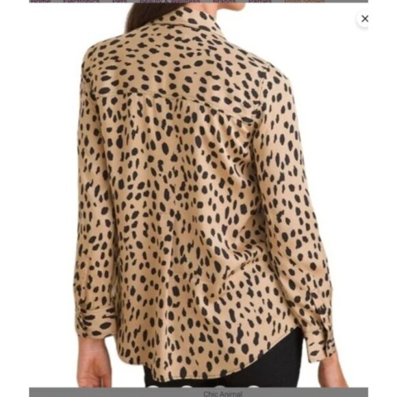 Chicos 3 Cheetah-Print Sandwashed Satin shirt top blouse Size XL - Picture 7 of 8
